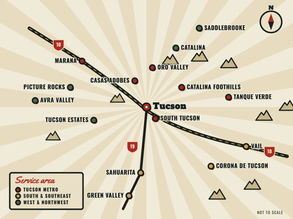 Map of the Light The Way Electrical service area around Tucson, Arizona